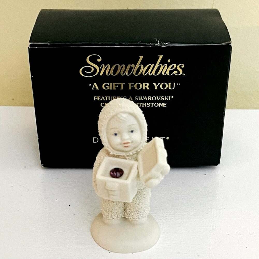 Dept 56 Snowbabies Figurine A GIFT FOR YOU February Crystal Swarovski Birthstone